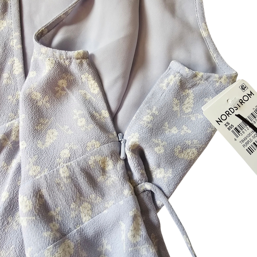 Nordstrom Treasure & Bond Light Purple Floral V-neck Maxi‎ Dress SZ XS NWT - Picture 8 of 11